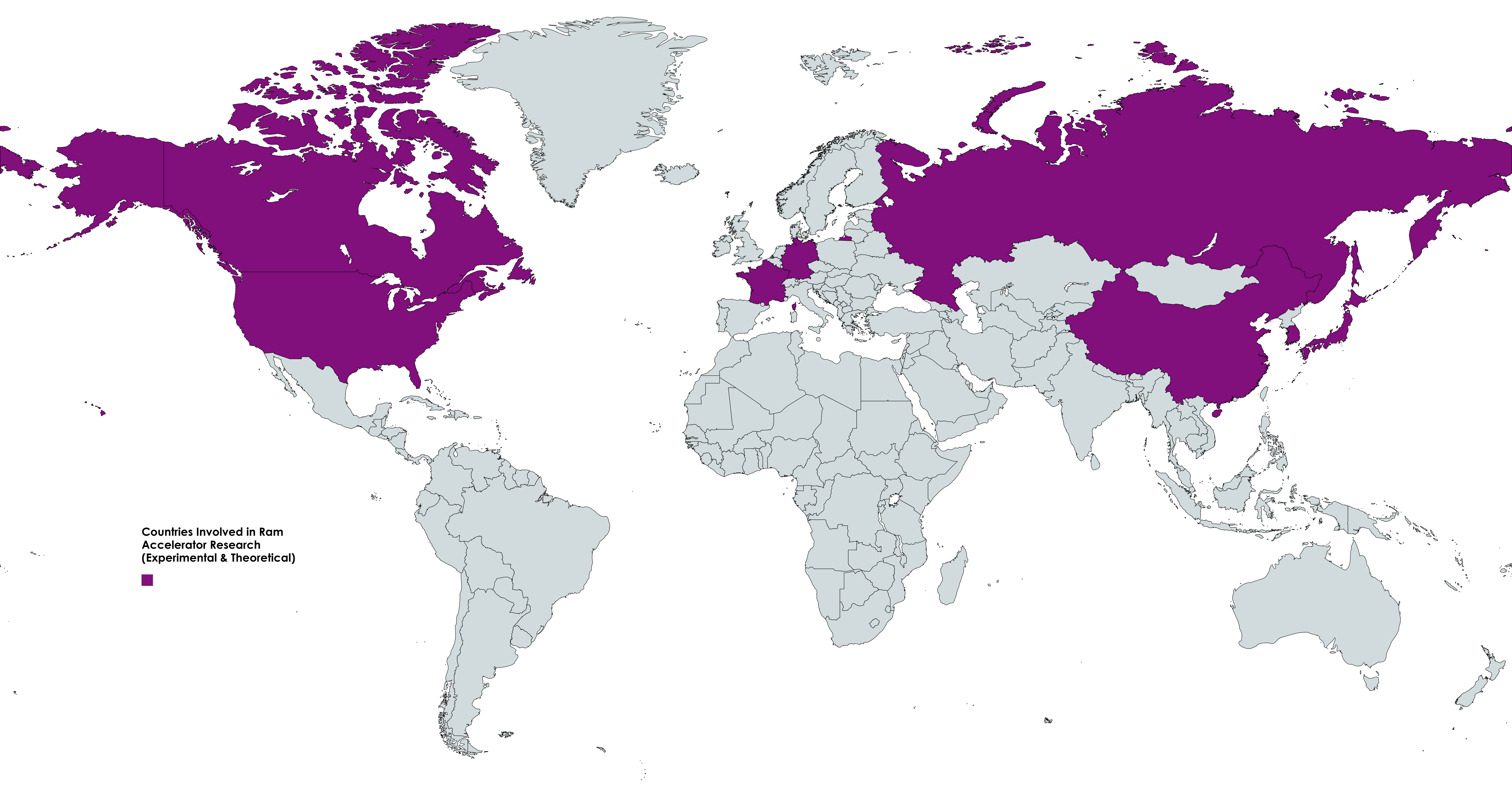 World map of ram accelerator research countries